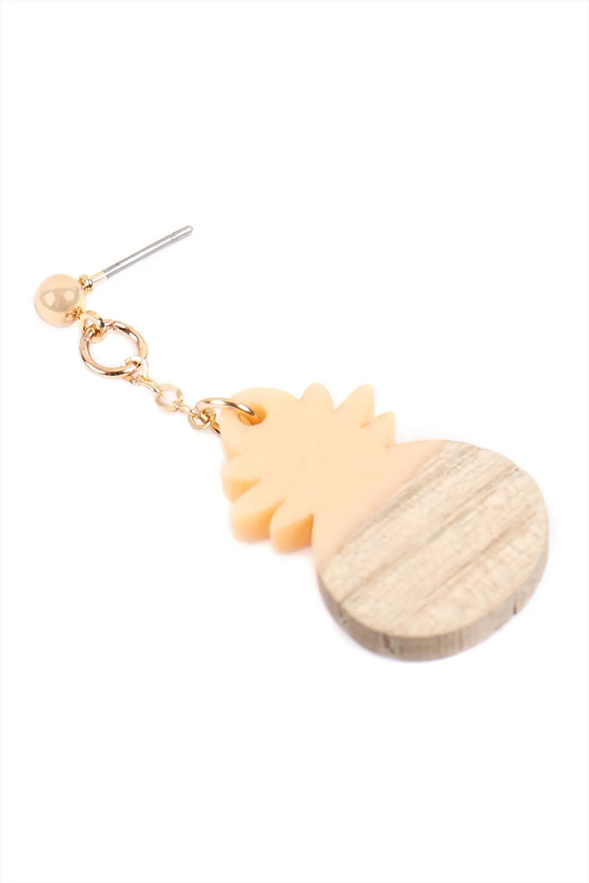 PINEAPPLE WOOD POST DANGLE EARRINGS