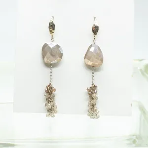 Pink Moonstone Tassel Earrings