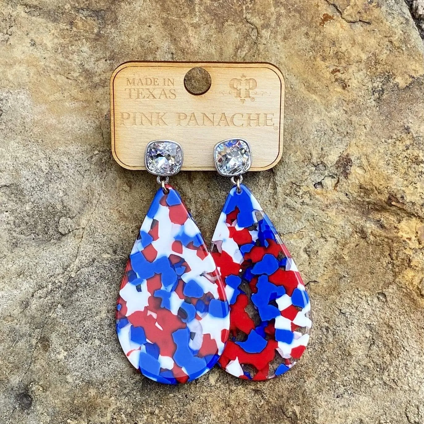 Pink Panache Patriotic Dangle - Clear Stone