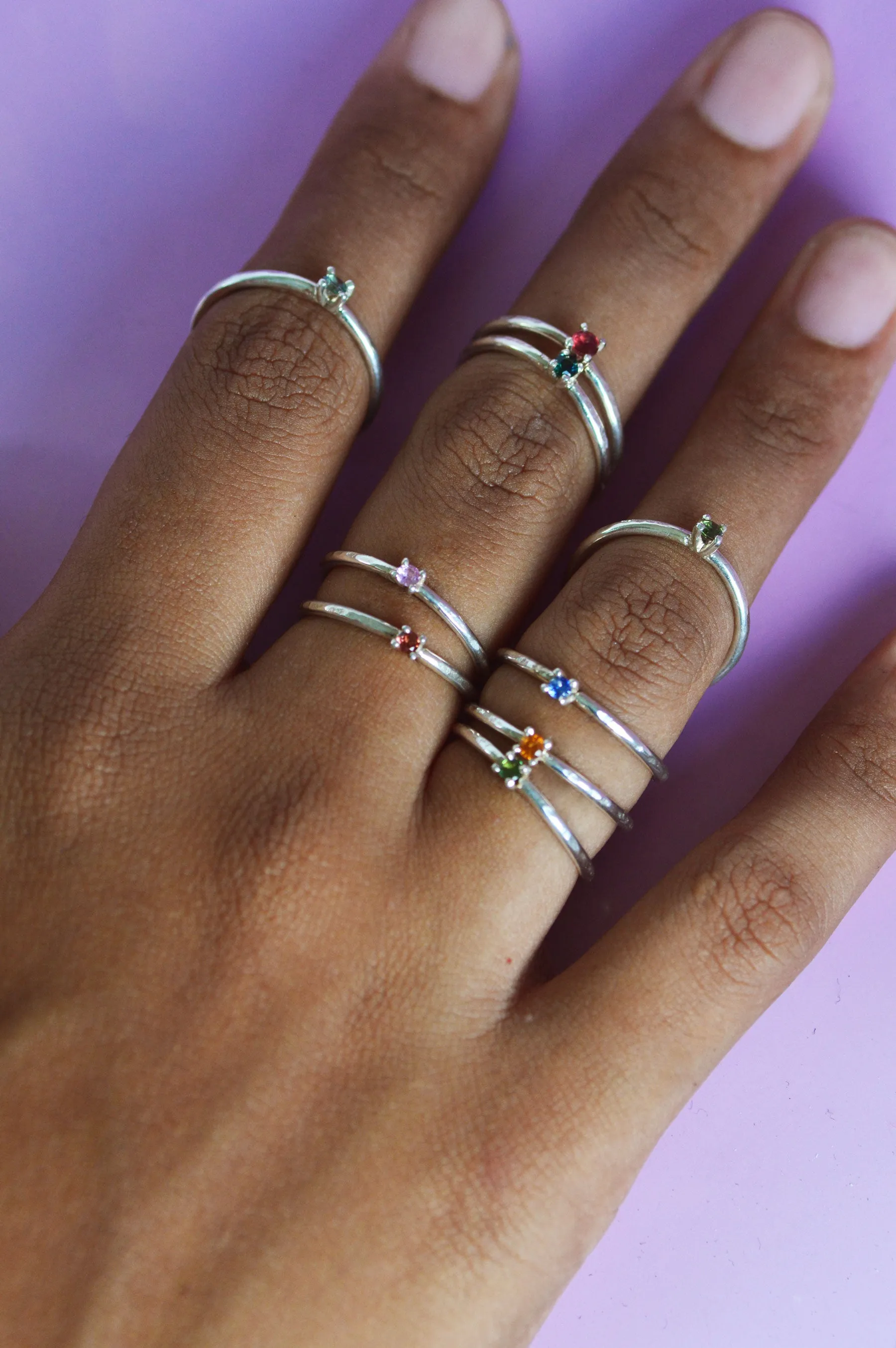 Piper Green Sapphire Silver Ring