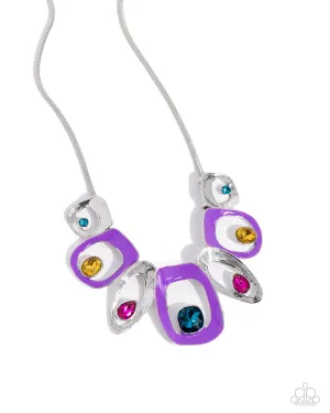 Poetically Painted - Purple - Colorful Gem Paparazzi Short Necklace