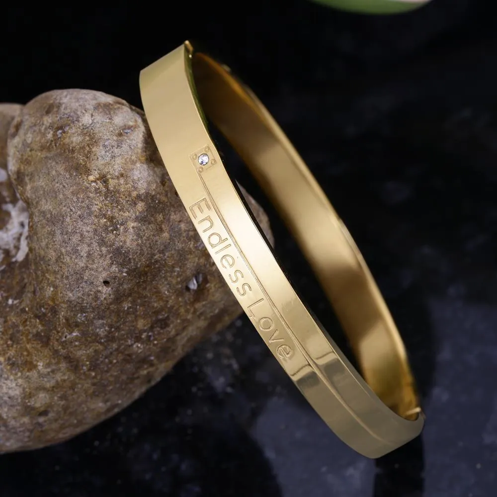 Premium Quality Gold Plated Endless Love Bracelet with White Stone for Women