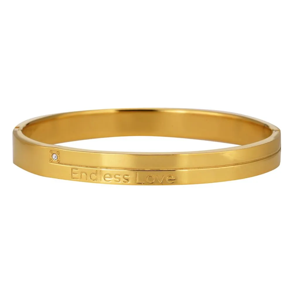 Premium Quality Gold Plated Endless Love Bracelet with White Stone for Women