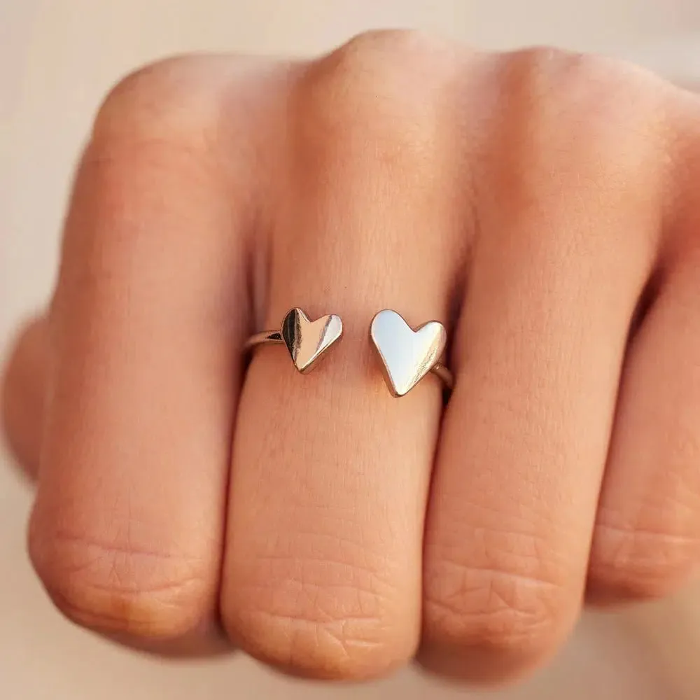 Pura Vida Two Hearts Open Ring