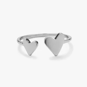 Pura Vida Two Hearts Open Ring