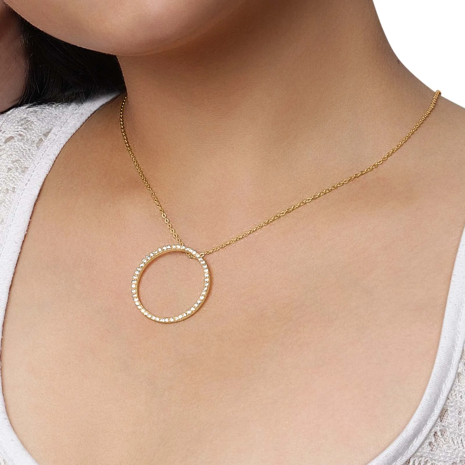 Pure Silver Necklace - Round Rich CZ Pendant Design