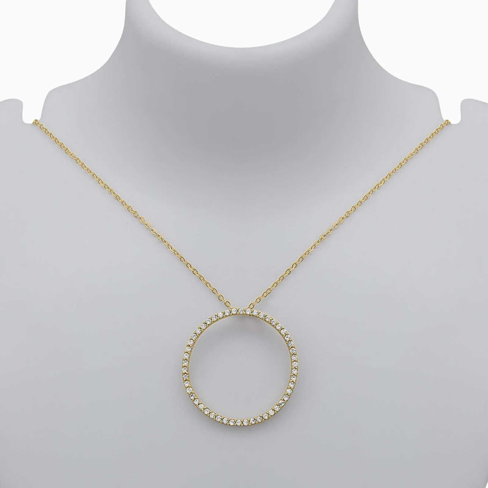 Pure Silver Necklace - Round Rich CZ Pendant Design