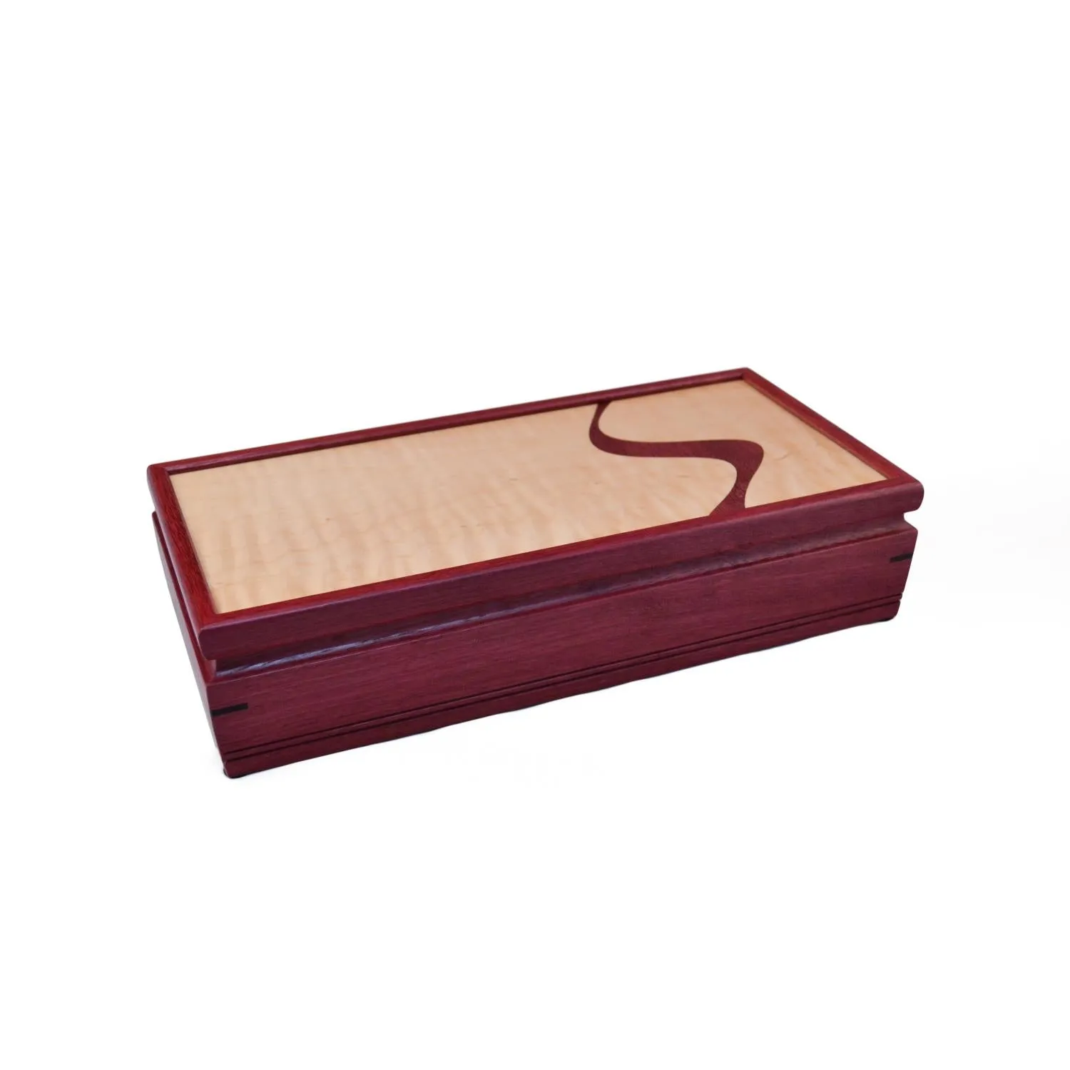 Purple Heart Stream Inlay Sentinel Jewelry Box