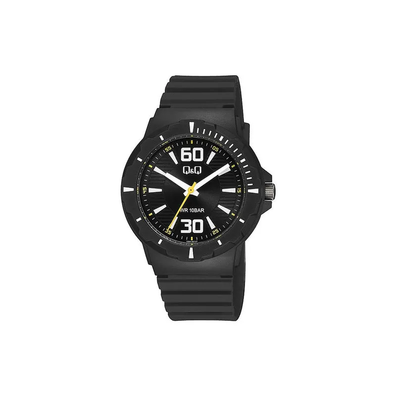 Q&Q Watch by Citizen V02A-007VY Men Analog Watch Black Rubber Strap