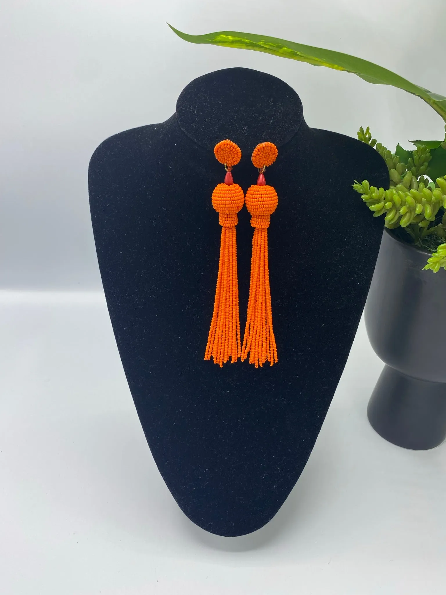 Queen Yama Seed Bead Tassel  Earrings