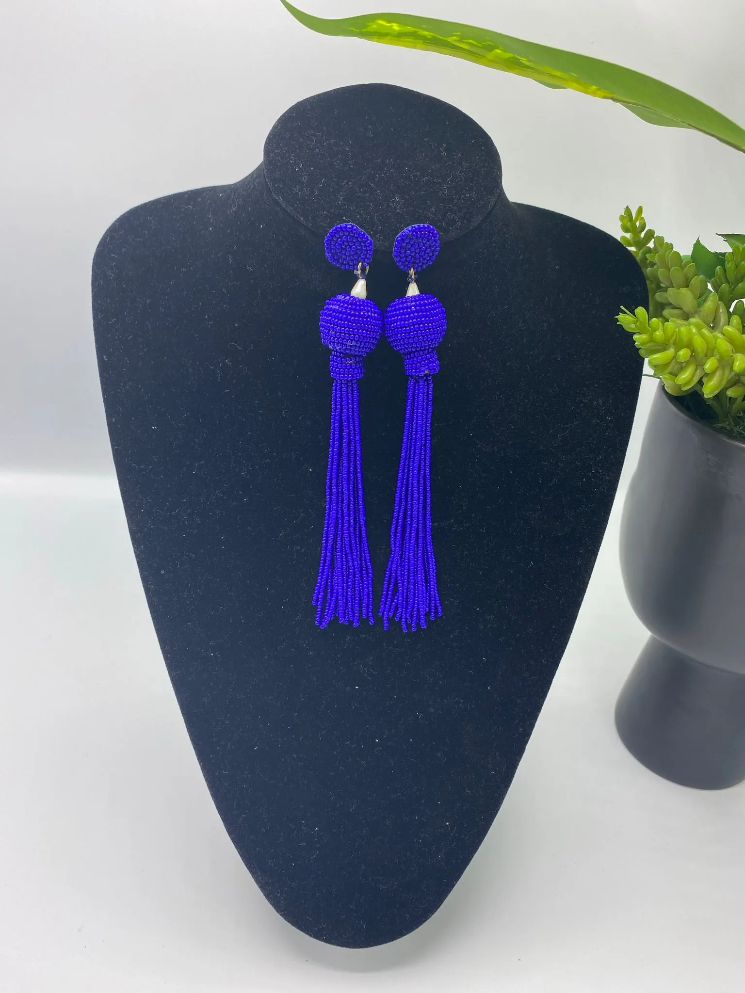 Queen Yama Seed Bead Tassel  Earrings
