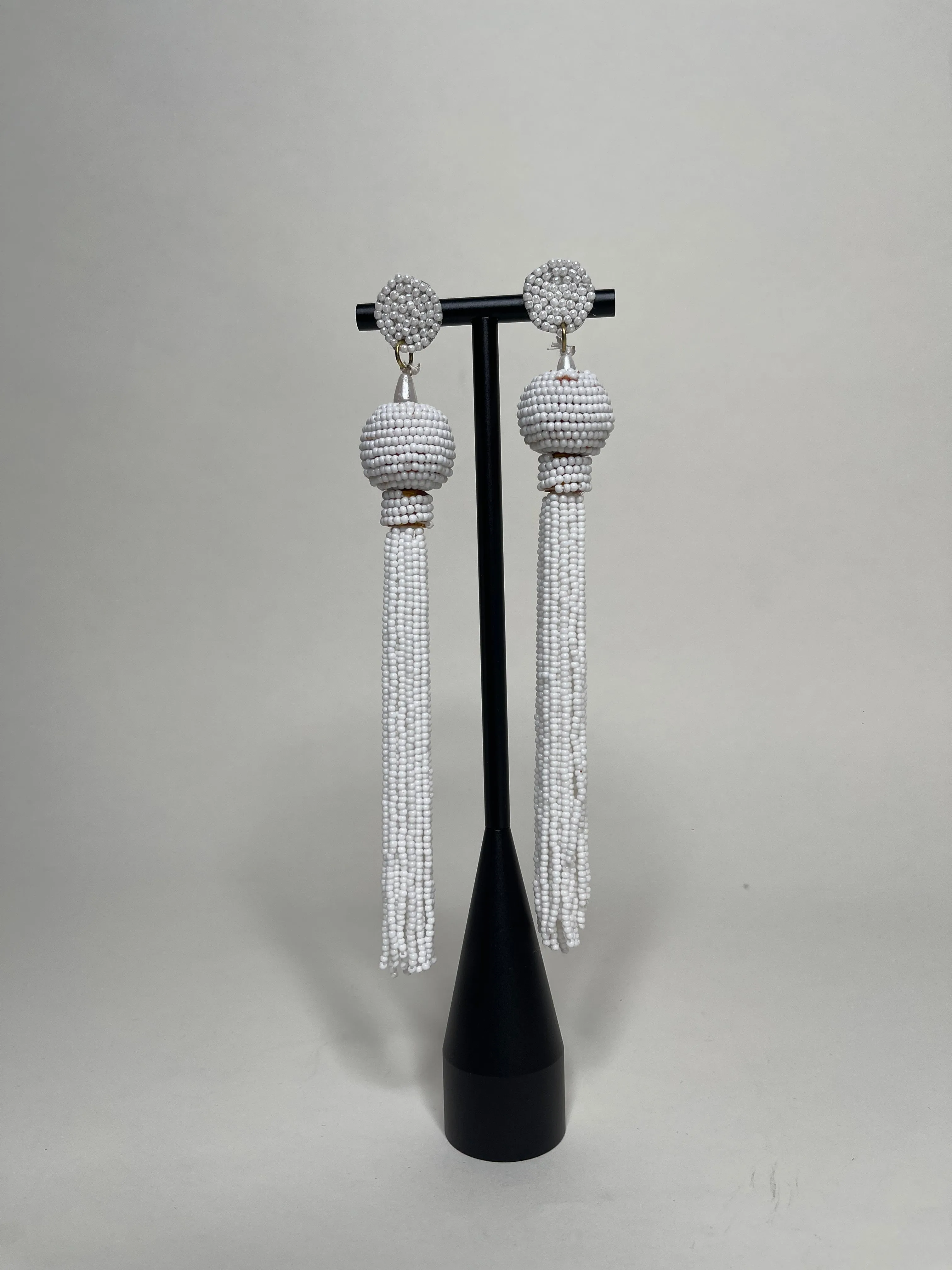 Queen Yama Seed Bead Tassel  Earrings