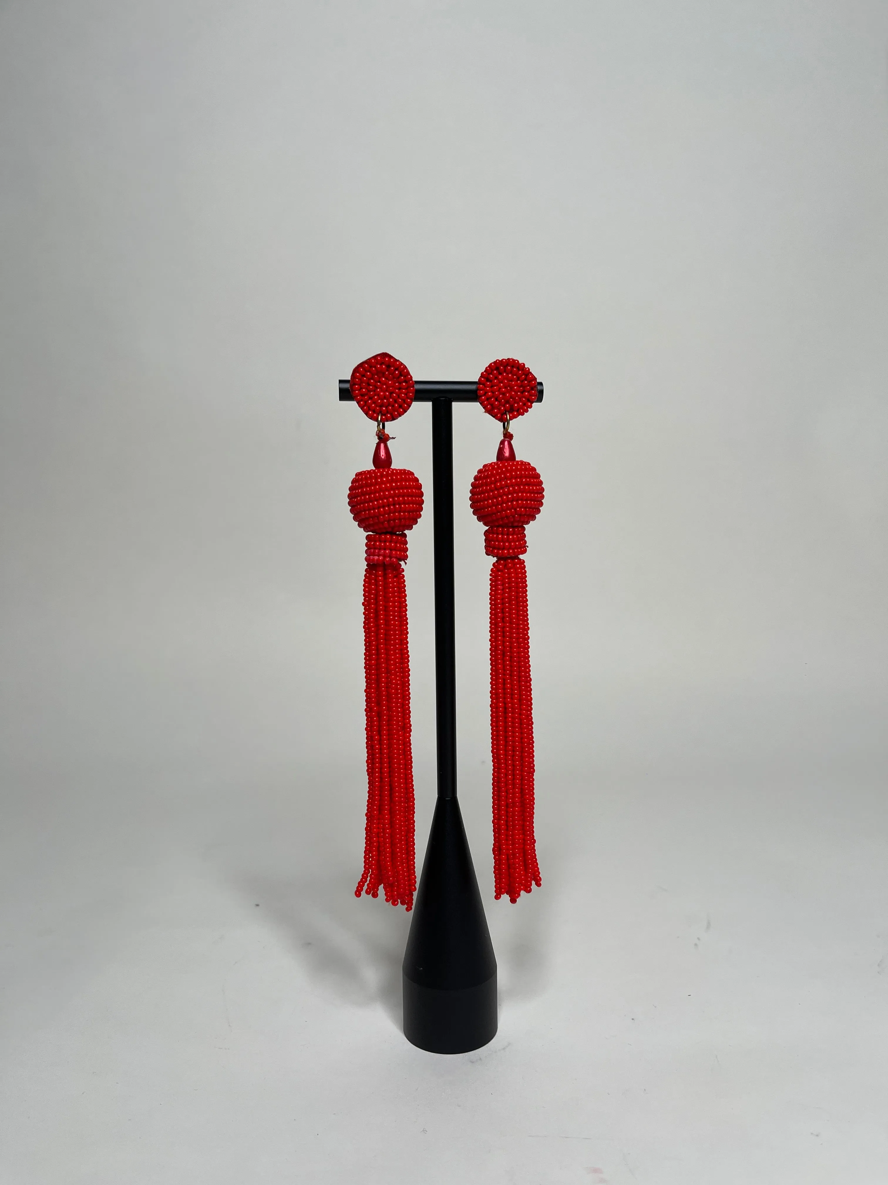 Queen Yama Seed Bead Tassel  Earrings
