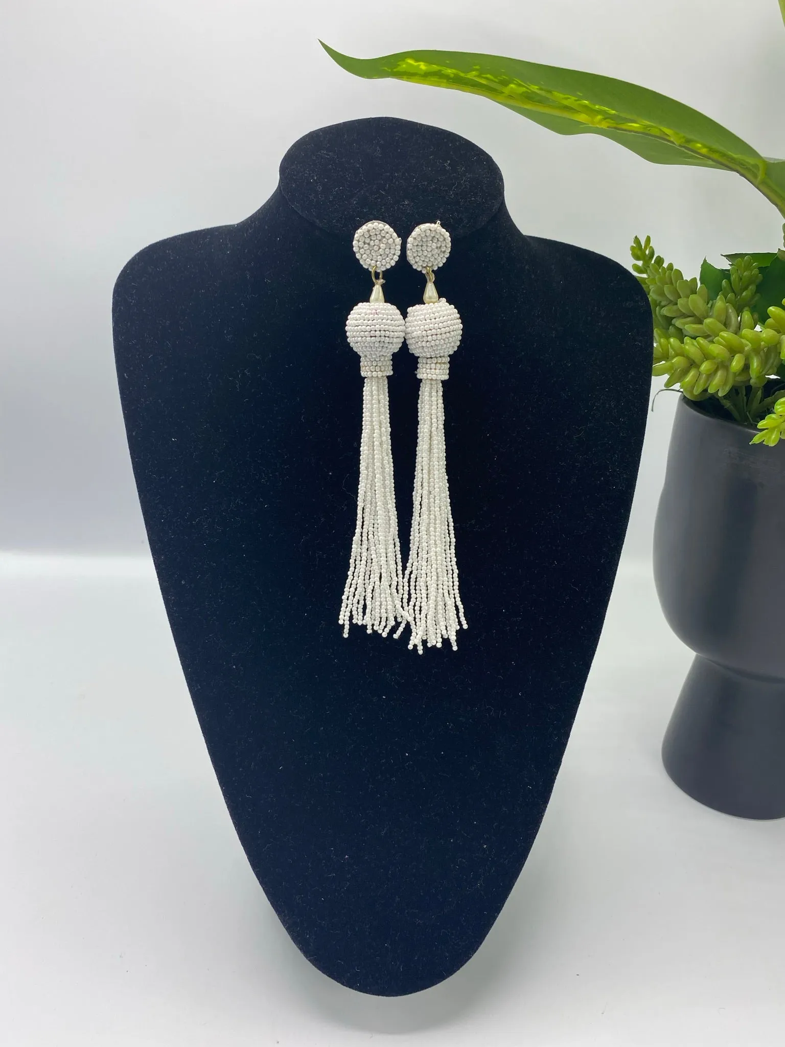 Queen Yama Seed Bead Tassel  Earrings