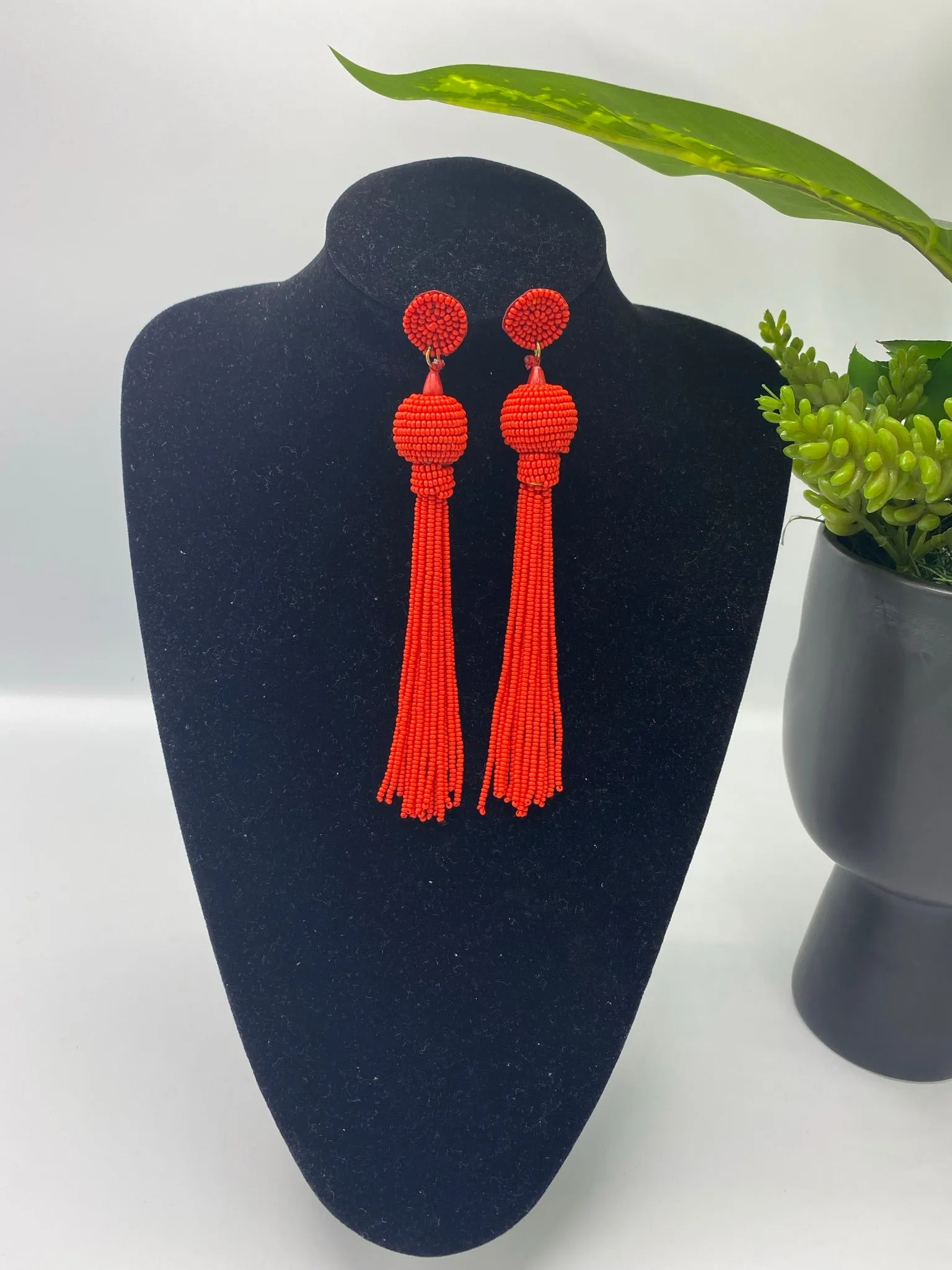 Queen Yama Seed Bead Tassel  Earrings