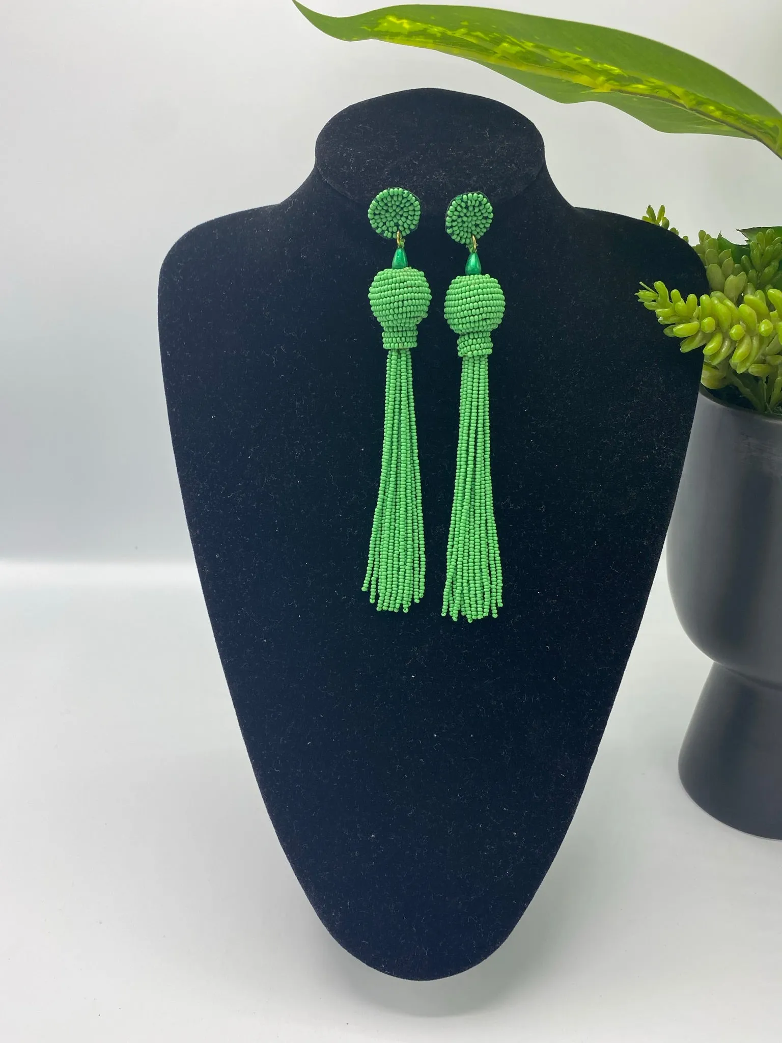 Queen Yama Seed Bead Tassel  Earrings