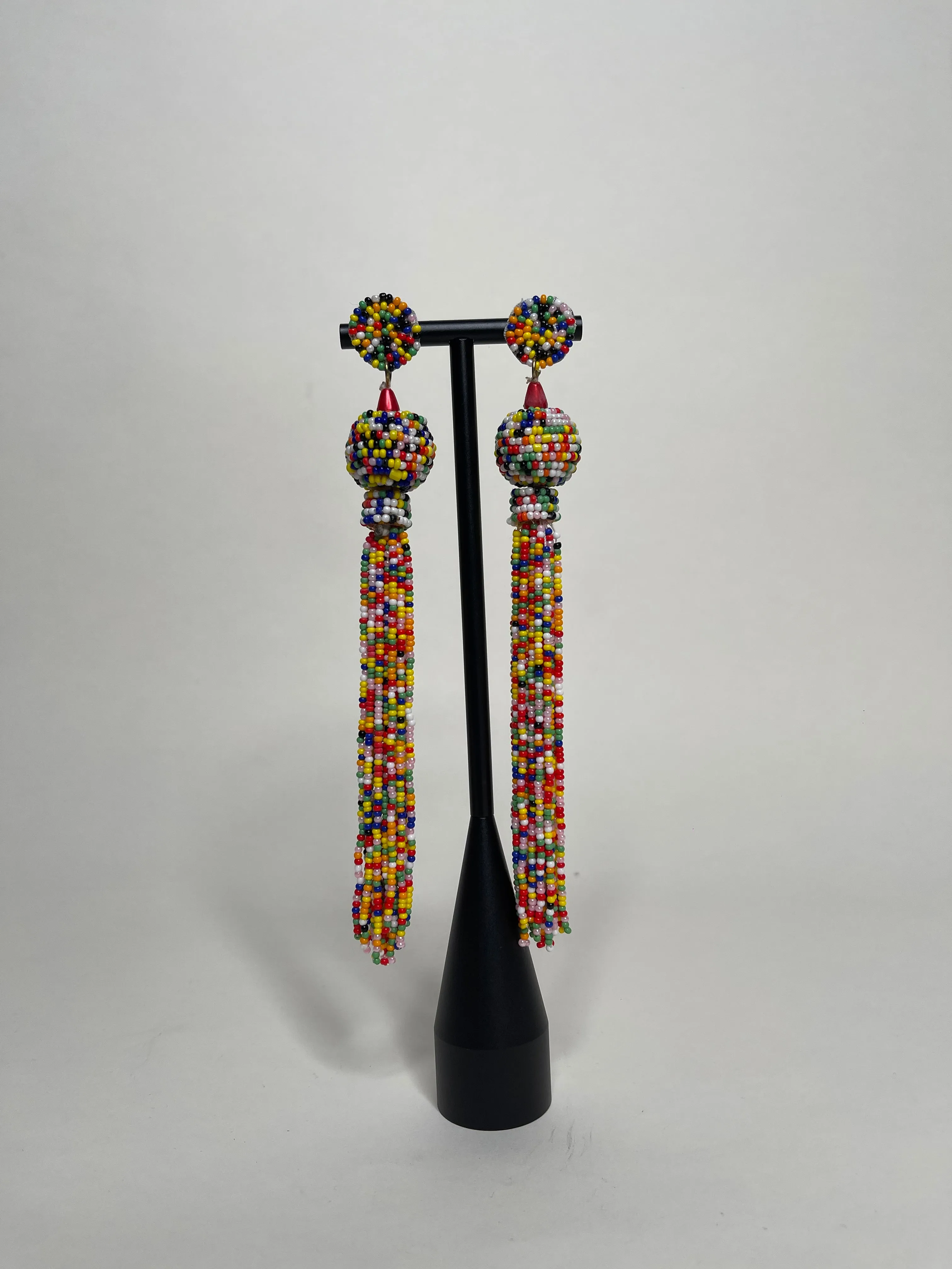 Queen Yama Seed Bead Tassel  Earrings