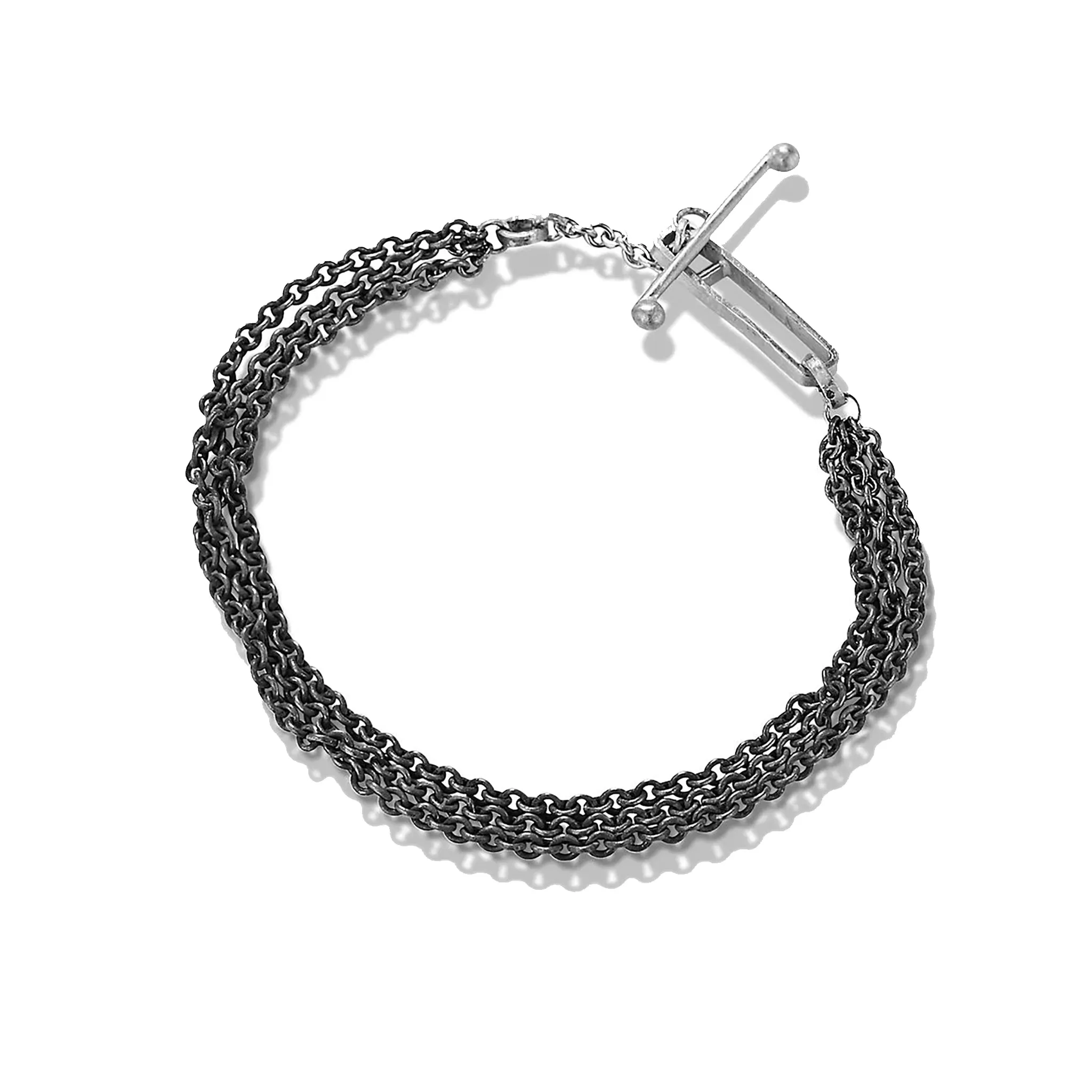"Friendship" Oxidized Sterling Silver Toggle Clasp Bracelet