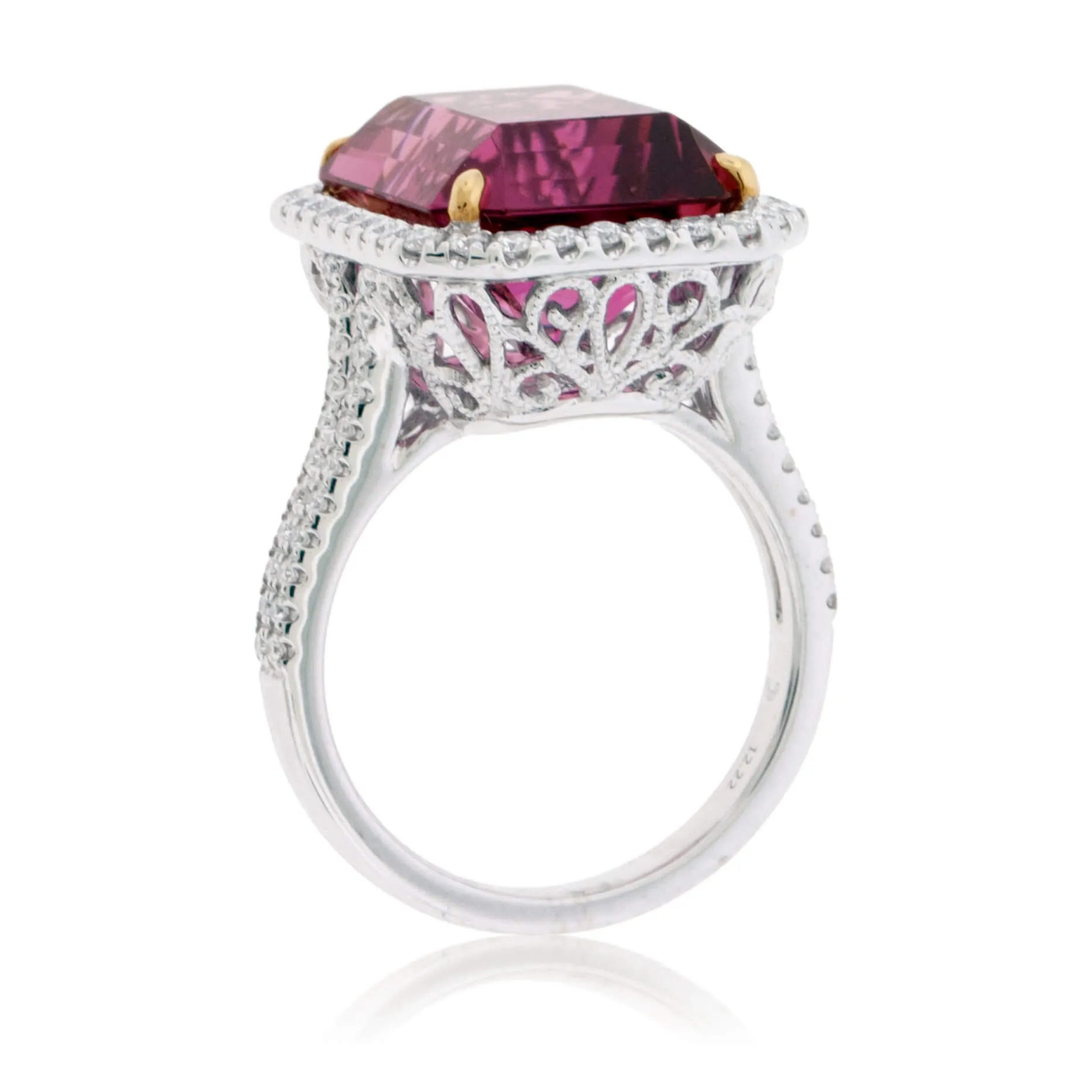 Radiant Tourmaline & Diamond Halo Ring