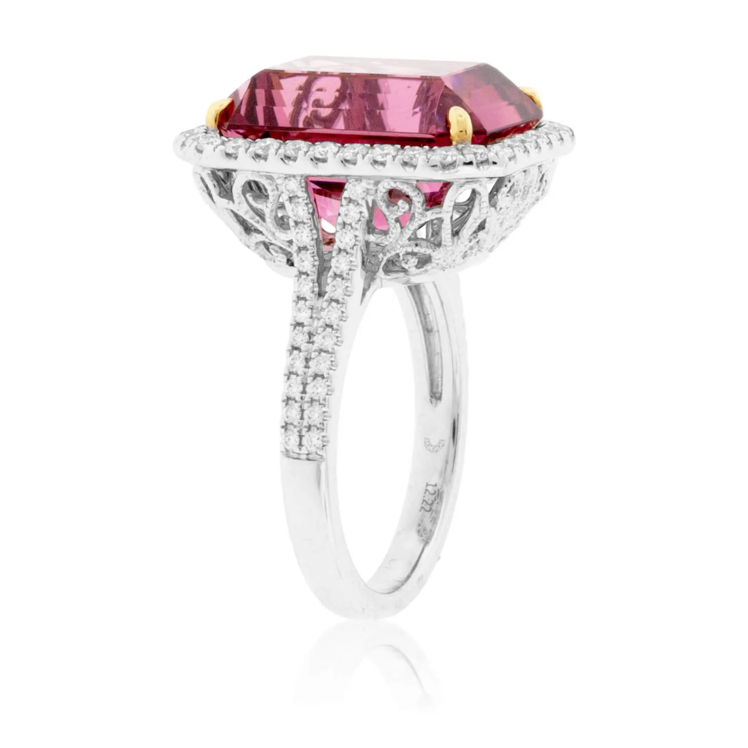 Radiant Tourmaline & Diamond Halo Ring