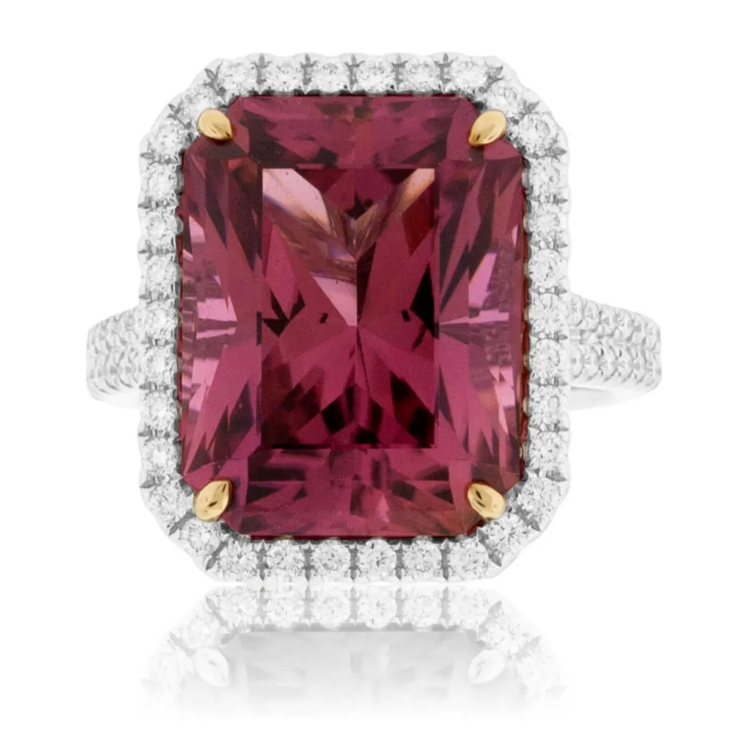 Radiant Tourmaline & Diamond Halo Ring