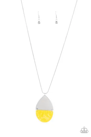 Rainbow Shores - Yellow - Seashell Half Moon Paparazzi Long Necklace