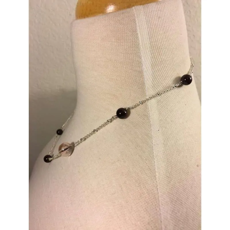 Red Garnet and Pink Quartz Silver Sterling Necklaces