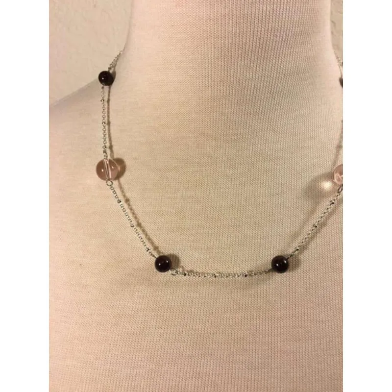 Red Garnet and Pink Quartz Silver Sterling Necklaces