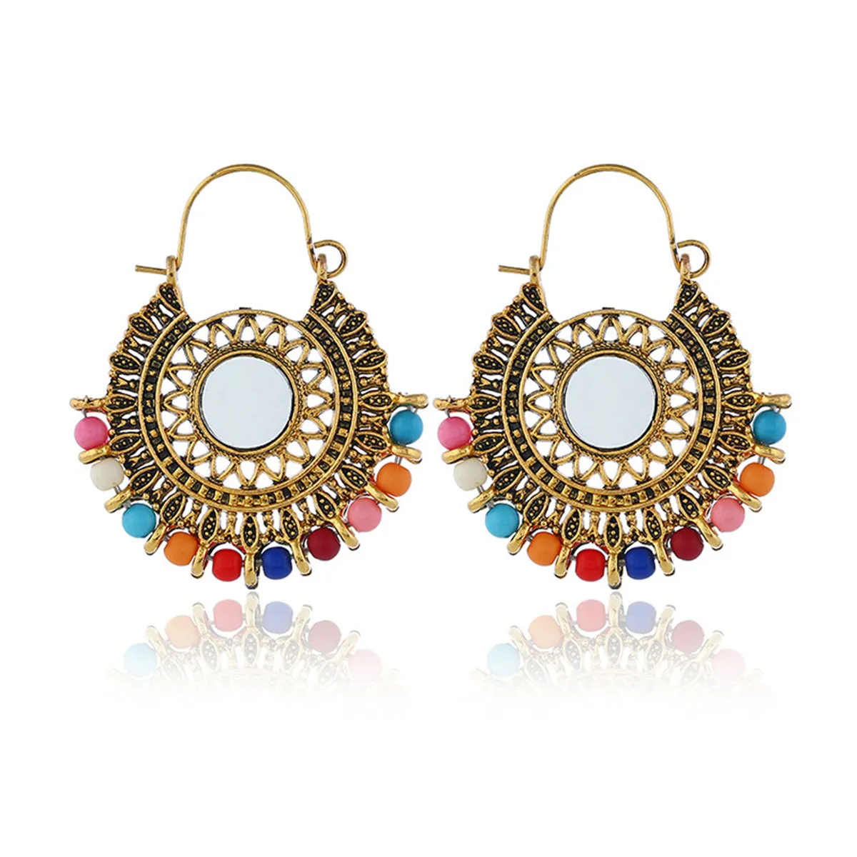 Red Resin & 18K Gold-Plated Beaded Floral Leverback Earrings