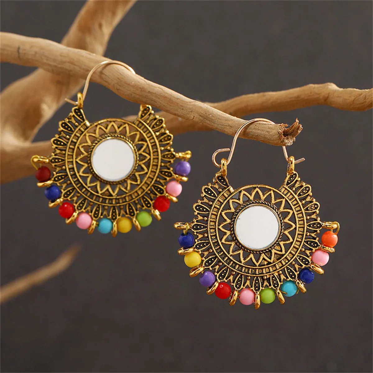 Red Resin & 18K Gold-Plated Beaded Floral Leverback Earrings