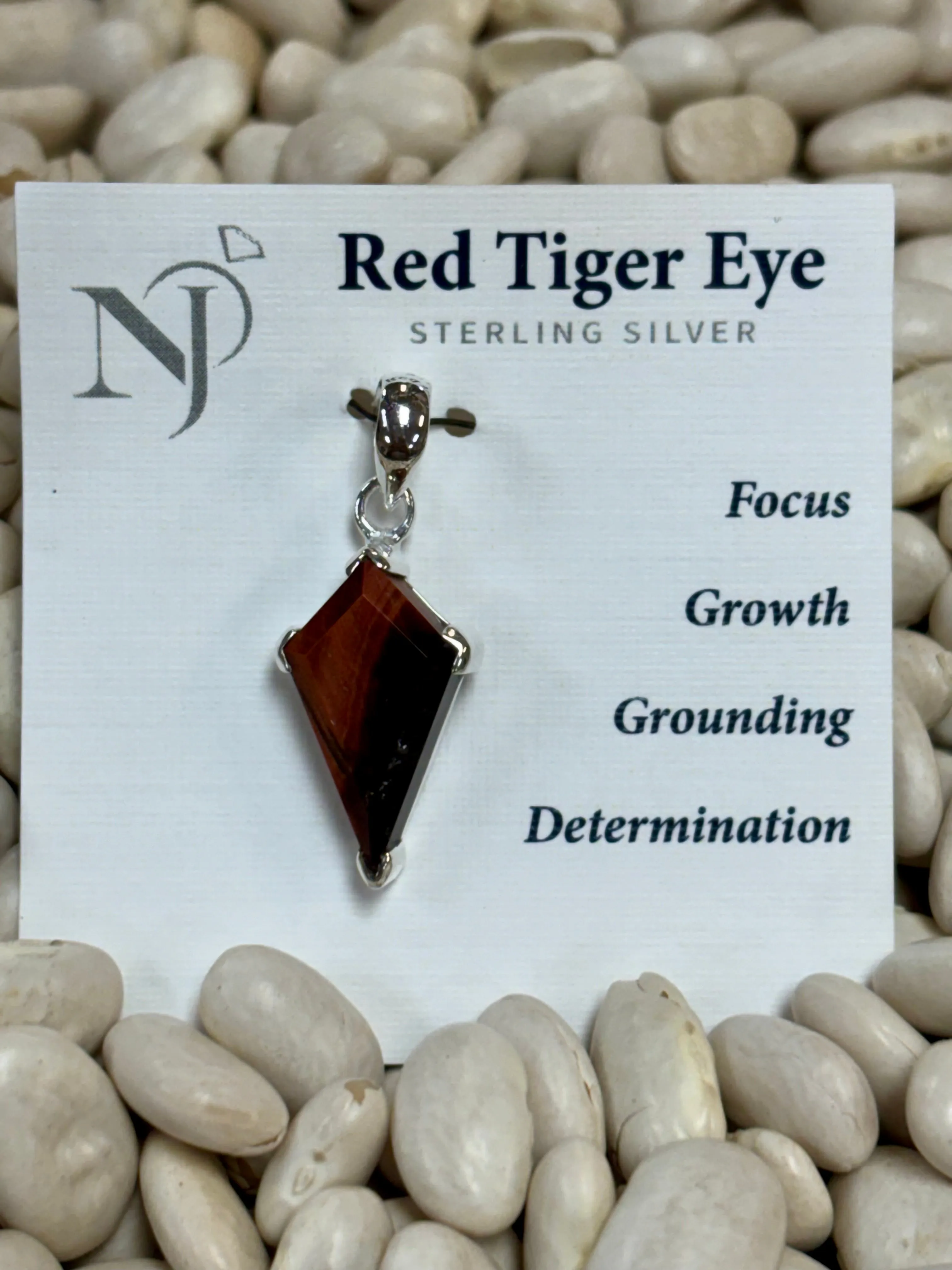 Red Tiger Eye Sterling Silver Pendant Necklace