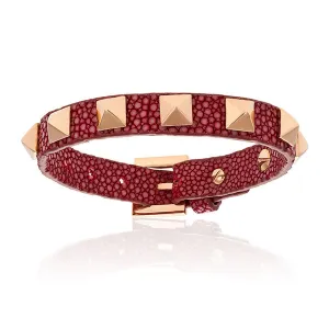 Red wine stingray bracelet with rose gold studs for women