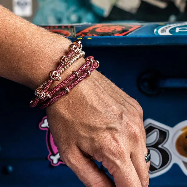 Red WineDouble Stingray Leather with Rose Gold