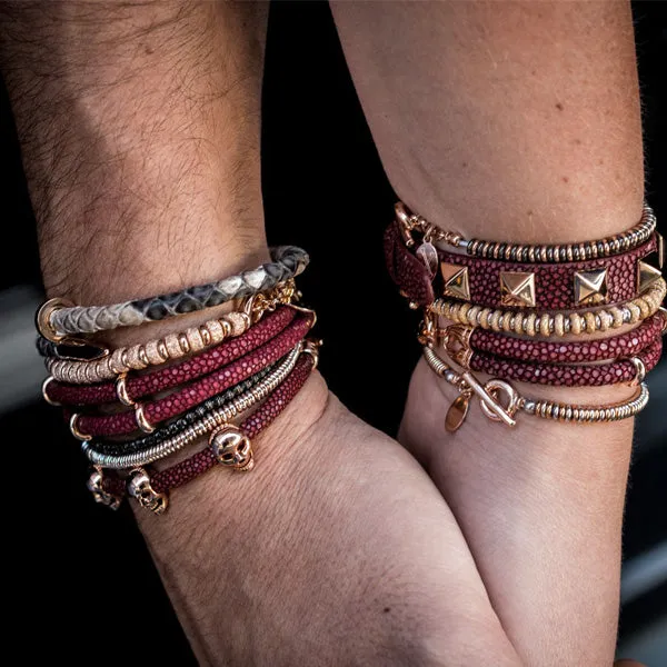 Red WineDouble Stingray Leather with Rose Gold