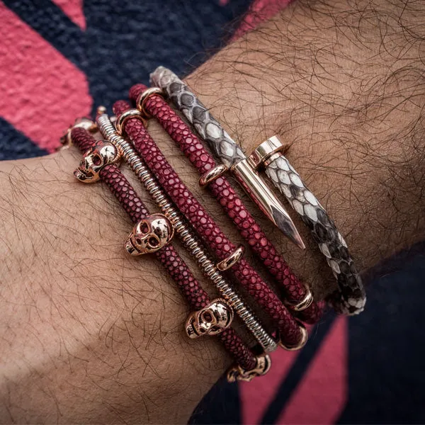 Red WineDouble Stingray Leather with Rose Gold