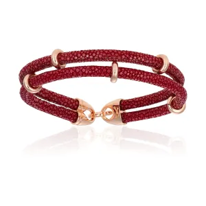 Red WineDouble Stingray Leather with Rose Gold