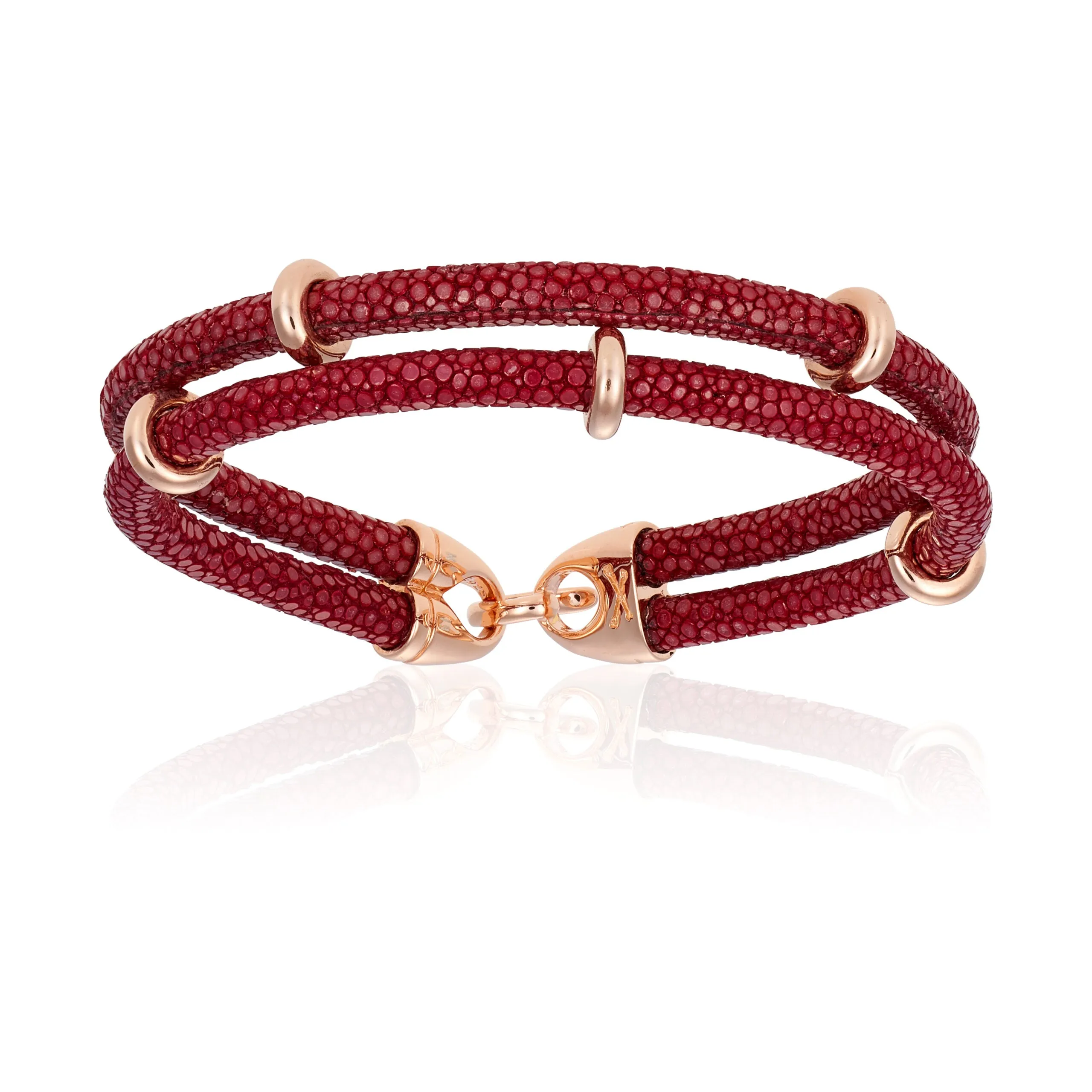 Red WineDouble Stingray Leather with Rose Gold
