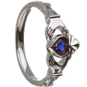 Retired SEPTEMBER Birthstone Silver Claddagh Ring LS-BSRV2-9