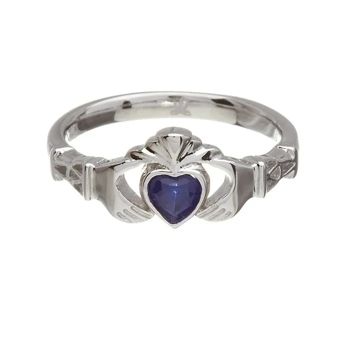 Retired SEPTEMBER Birthstone Silver Claddagh Ring LS-BSRV2-9