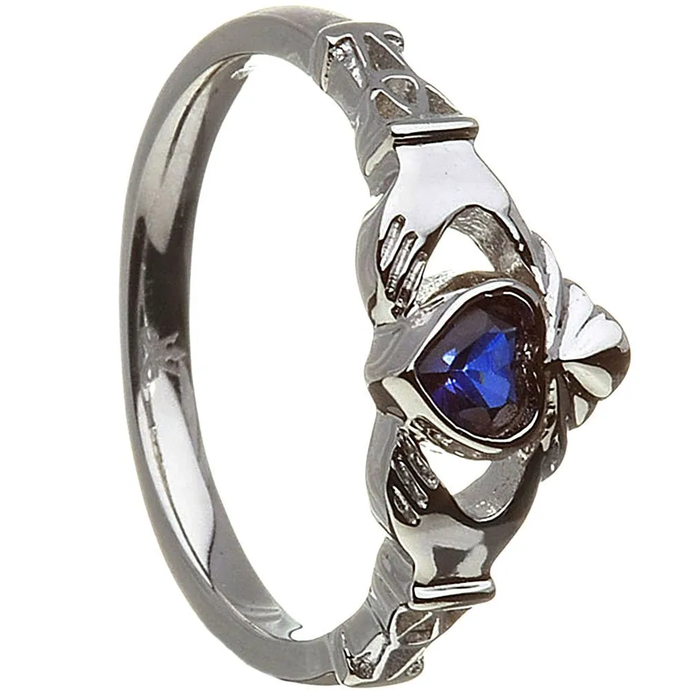 Retired SEPTEMBER Birthstone Silver Claddagh Ring LS-BSRV2-9
