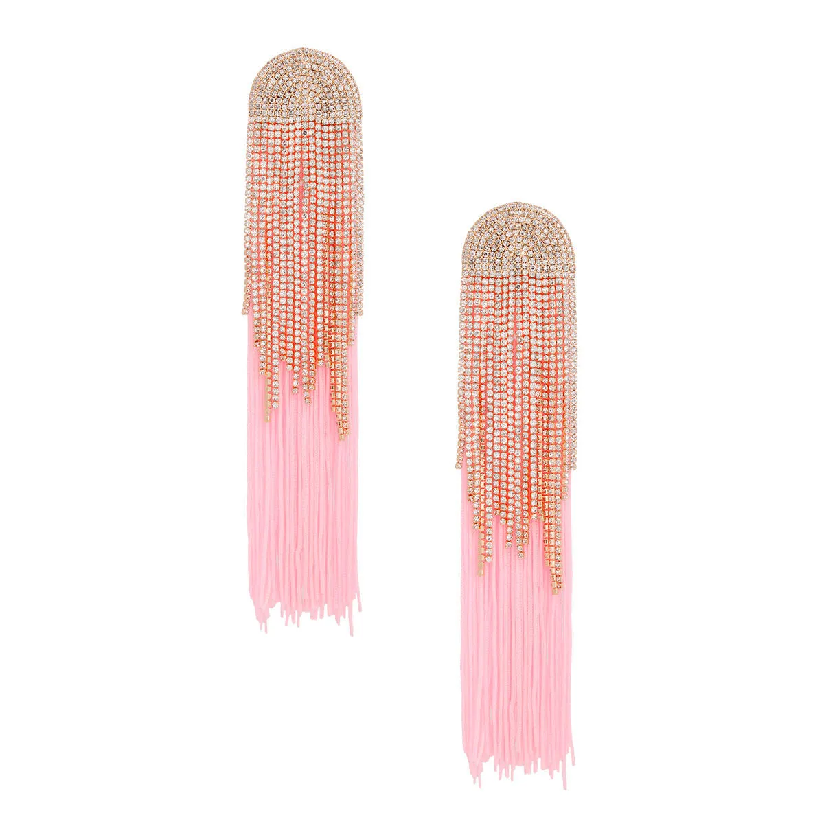 Rhinestone Tassel Earrings: Long Pink Dangle Fashion Jewelry
