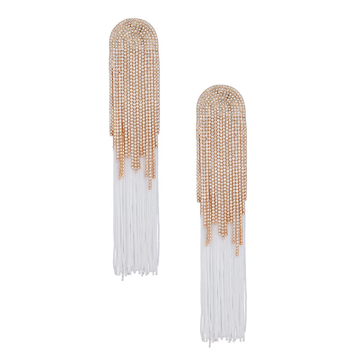 Rhinestone Tassel Earrings: Long White Dangle Fashion Jewelry