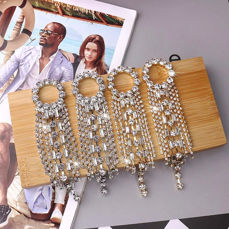 Rhinestone Tassel Earrings