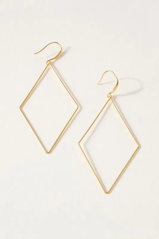 Rhombus Dangle Hoop Earrings