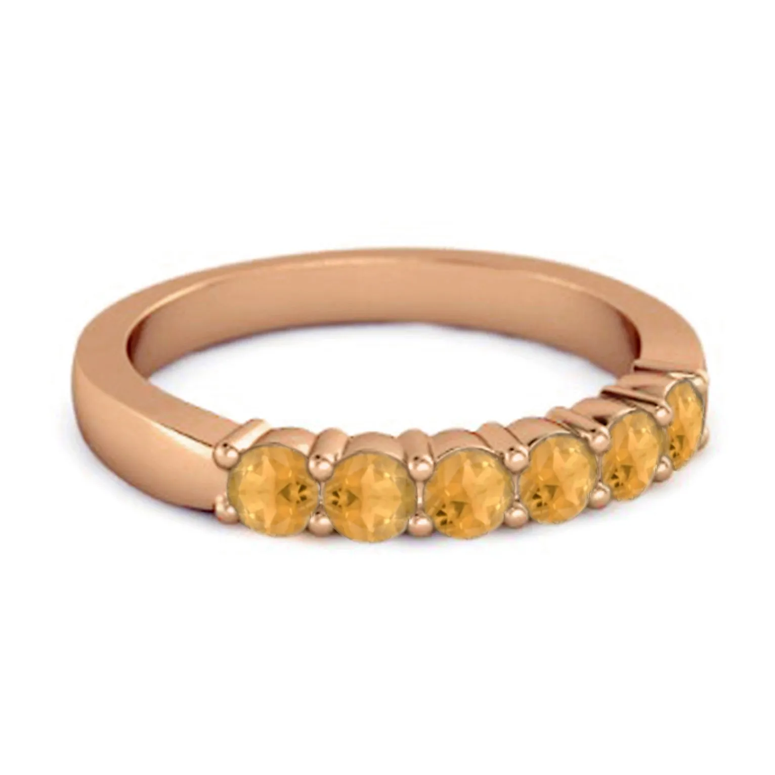 Rich Feel Eternity Citrine 925 Sterling Silver Stacking Ring