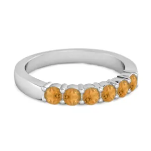 Rich Feel Eternity Citrine 925 Sterling Silver Stacking Ring