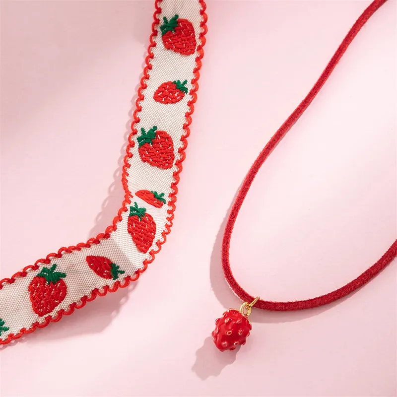 Romantic Sweet Strawberry Pendant Necklaces for Women