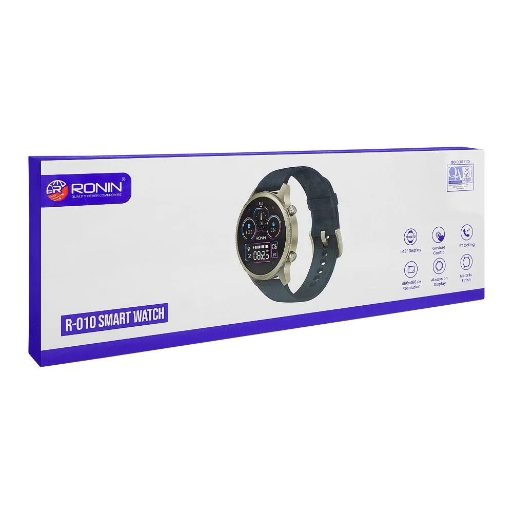 Ronin R-010 Smart Watch, 1.43" Always On Amoled Display, Niokel Dial With Teal Strap  1 Free Black Silicon Strap