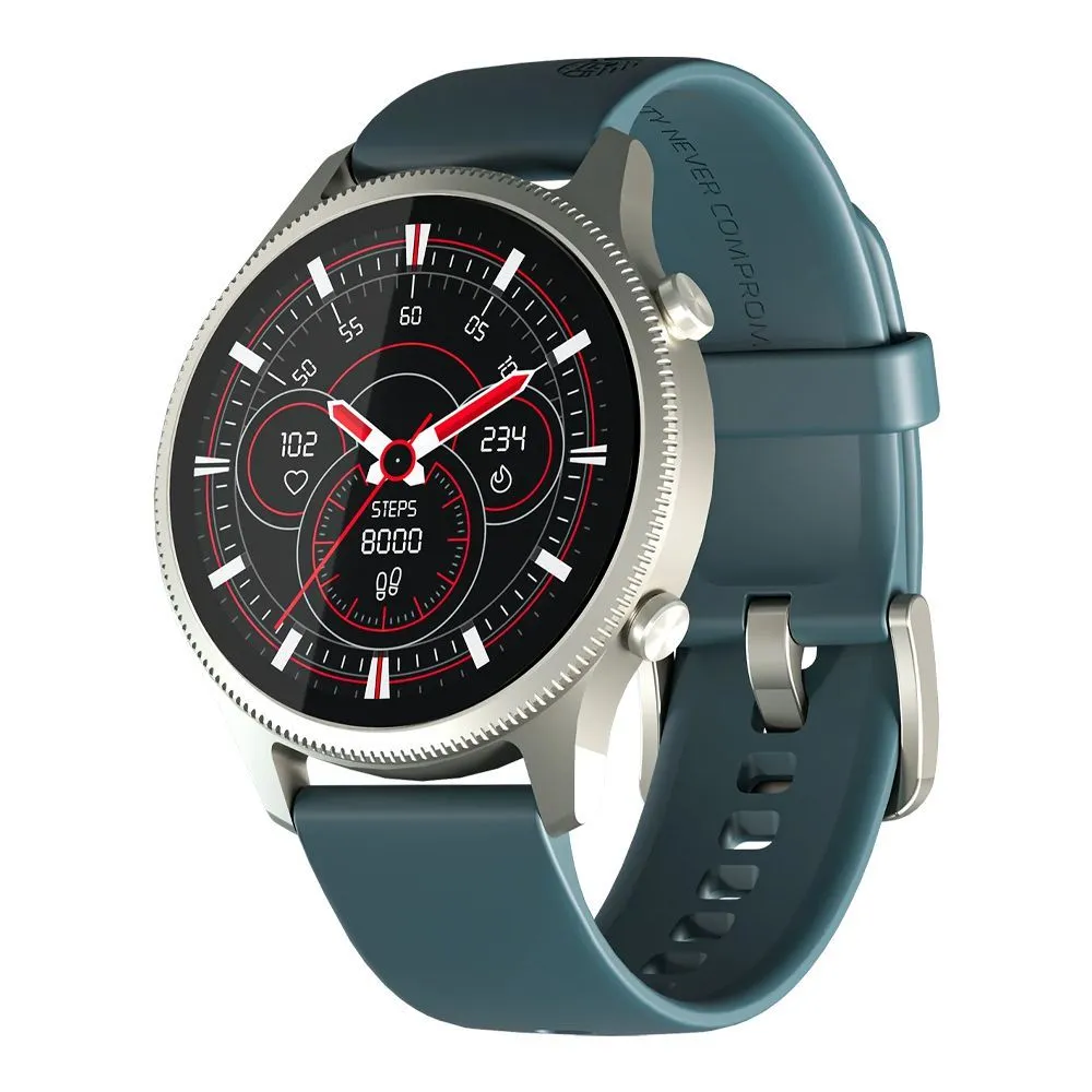 Ronin R-010 Smart Watch, 1.43" Always On Amoled Display, Niokel Dial With Teal Strap  1 Free Black Silicon Strap