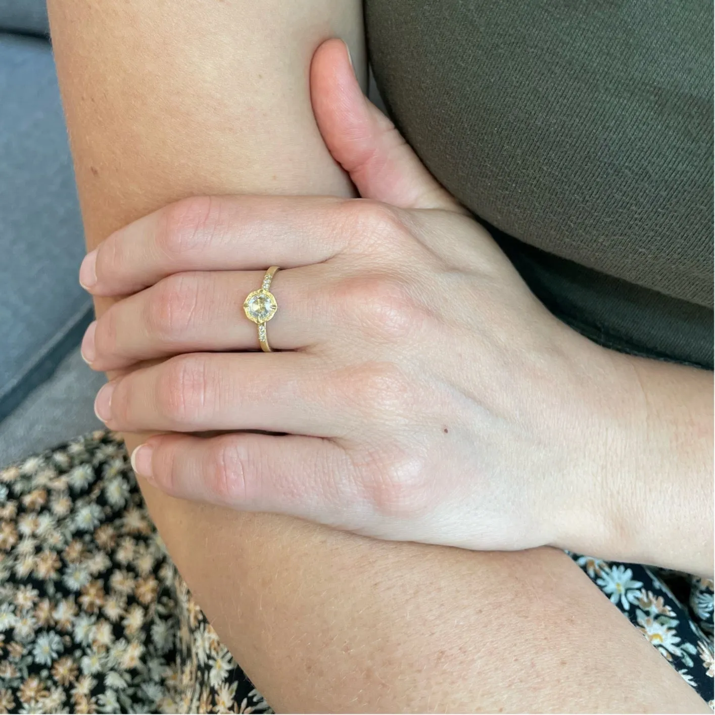 Rose Cut Diamond Prong Ring